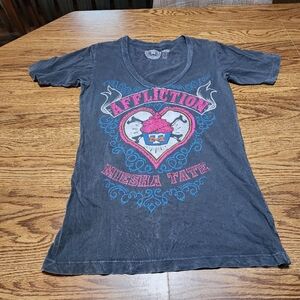 Like New Affliction Miesha Cupcake Tate Tshirt Size Large V neck
